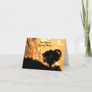 Merci pour Fleurs Un arbre Carte Sunrise Note