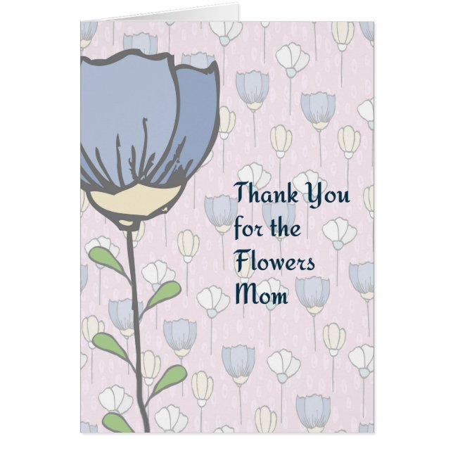 Merci pour Flowers Maman, Card. Fleurs bleues (Devant)