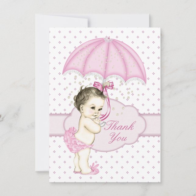 Merci pour la Baby Shower de Bébé Fille au Paraplu (Devant)