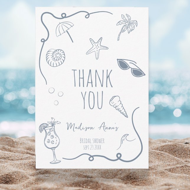 Merci pour la fête de mariage de plage dessinée à  (Créateur téléchargé)