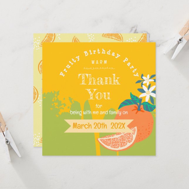 Merci pour l'anniversaire Orange Fruité (Devant/Arrière en situation)