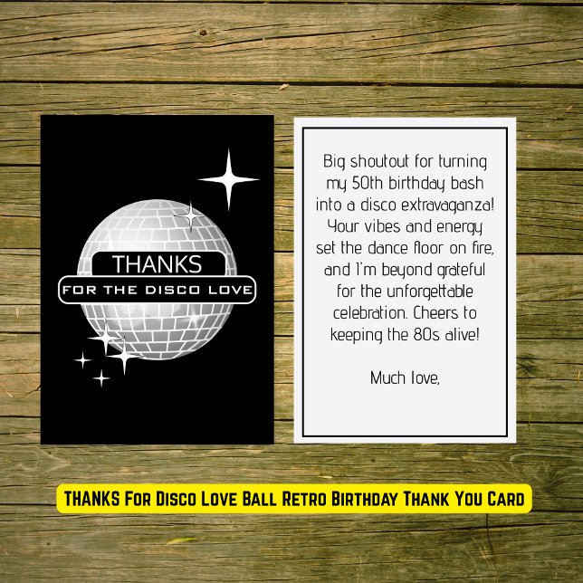 MERCI Pour le Bal Anniversaire Rétro Amour Disco (THANKS For Disco Love Ball Retro Birthday Thank You Card
)