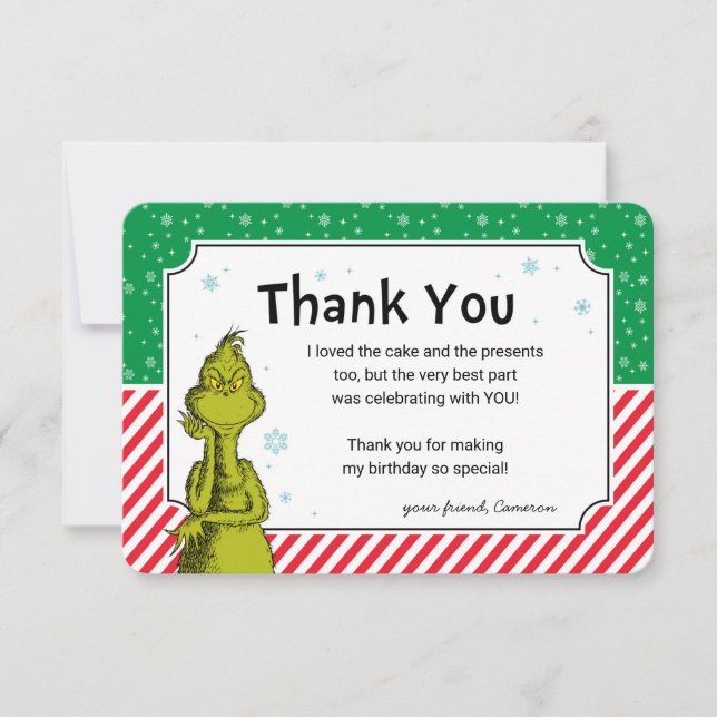 Merci pour le Grinch flocon de neige d'anniversair (Devant)
