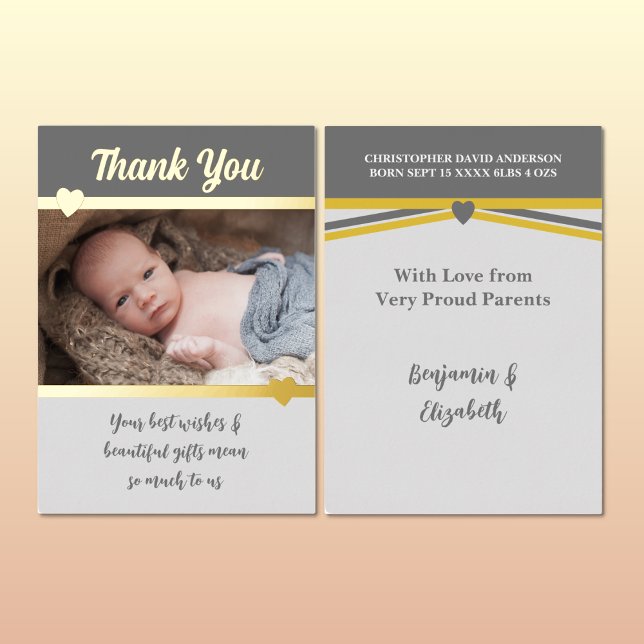 Merci pour les cadeaux nouvelle carte bébé gris or (Créateur téléchargé)