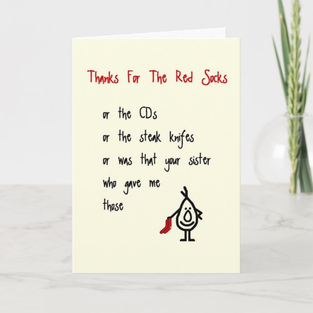 Merci pour les Red Socks - un poème de remerciemen (Devant)