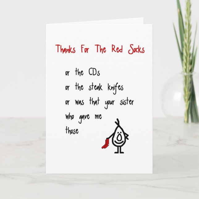Merci pour les Red Socks - un poème de remerciemen (Devant)
