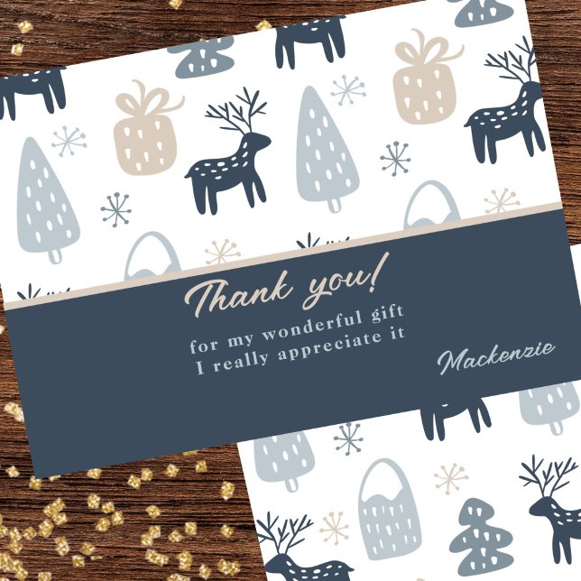 Merci Pour Mon Motif Cadeau De Noël Reindeer (Thank You For My Christmas Gift Reindeer Pattern card by Ricaso. Say thanks for your gifts 
)