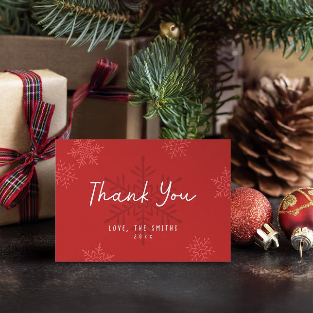 Merci pour Noël Flocon de Neige Moderne Simple Scr (Modern Simple Script Snowflake Christmas Thank You)