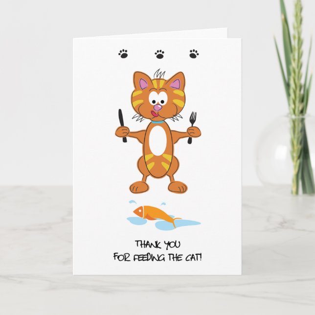 Merci pour nourrir la carte de voeux du chat (Devant)