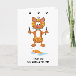 Merci pour nourrir la carte de voeux du chat