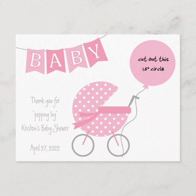 Merci pour "popby" Baby shower EOS carte de faveur (Devant)