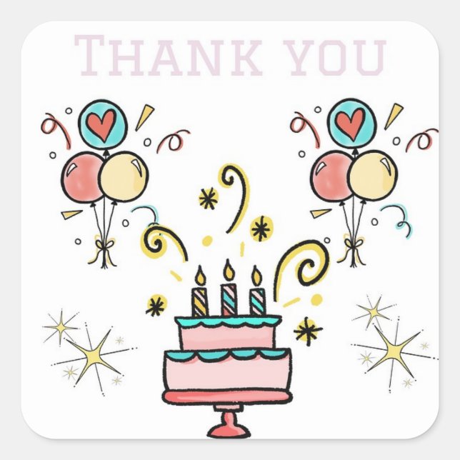 Merci pour Stickers Cadeaux d'anniversaire (Devant)