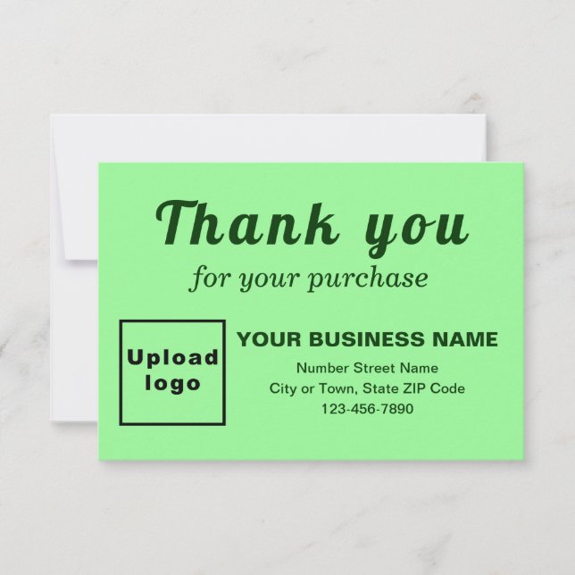 Merci Pour Votre Achat Carte Plat Vert (Devant)