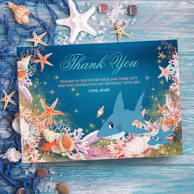 Merci pour votre anniversaire Requin Enfants Sous  (Créateur téléchargé)