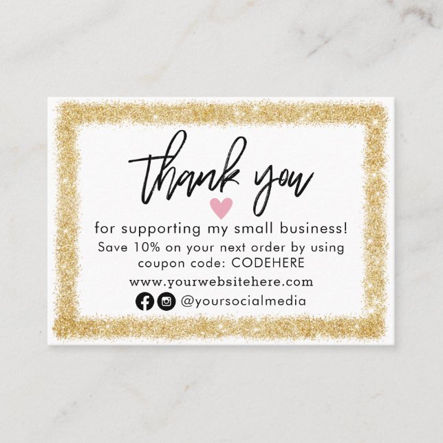 Merci Pour Votre Carte de visite Code Coupon De Co (Devant)