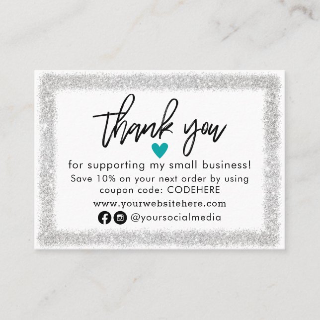 Merci Pour Votre Carte de visite Code Coupon De Co (Devant)