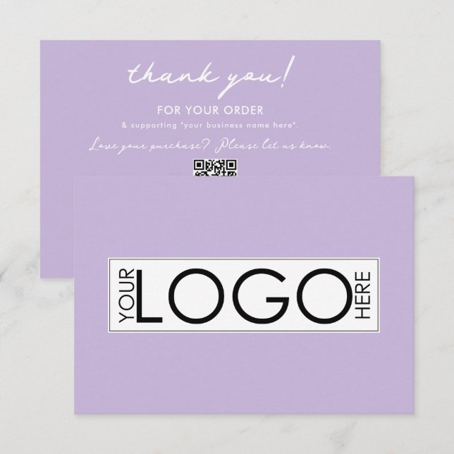 Merci pour votre commande de carte violette pour l (Devant / Derrière)