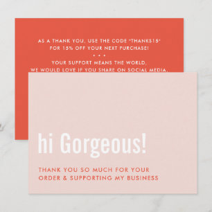 MERCI POUR VOTRE COMMANDE fun insert rose orange