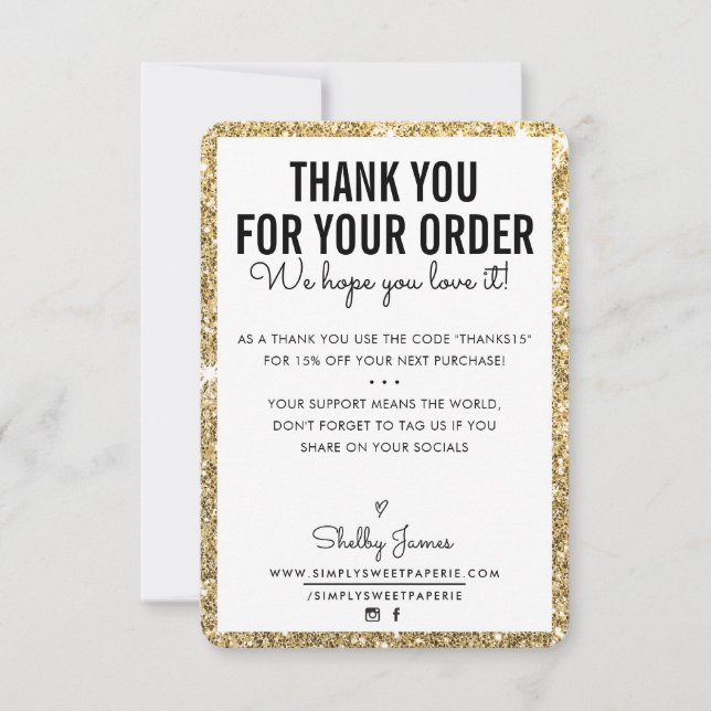 MERCI POUR VOTRE COMMANDE glam insert paillettes o (Devant)