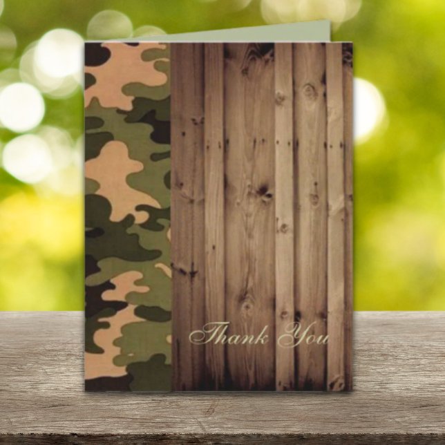 merci pour votre mariage en bois rustique western  (rustic wood western Camo Wedding thank you)