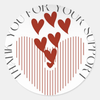 Merci Pour Votre Support Sticker Rond Coeur Rouge