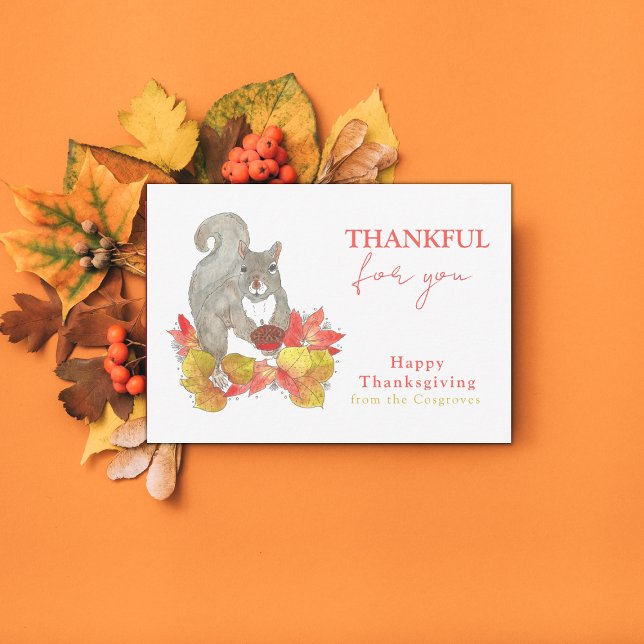 Merci pour vous écureuil Thanksgiving (Thankful for you thank you card)