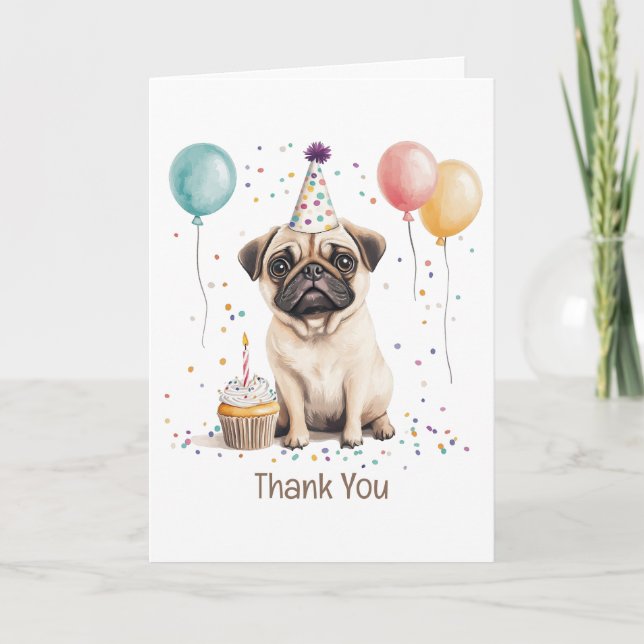 Merci Pug Anniversaire Chien (Devant)