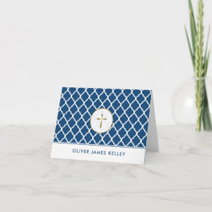 Merci religieux croisé d'or, marine Quatrefoil