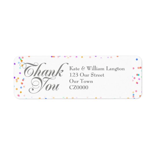 Merci romantique de mariage de confettis étiquette d'adresse retour