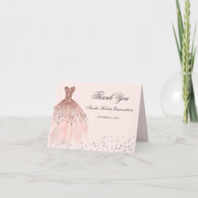 Merci rose de Quinceanera d'or de robe d'étincelle (Devant)