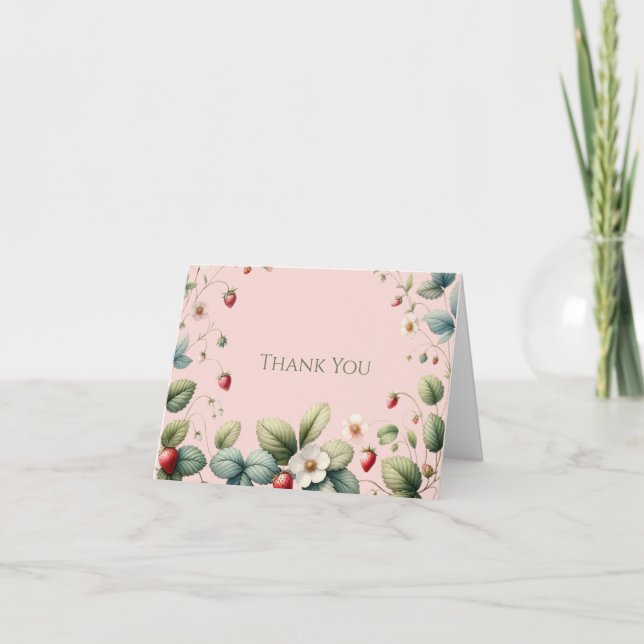 Merci rose Elégante Fraise Merci Cartes (Devant)