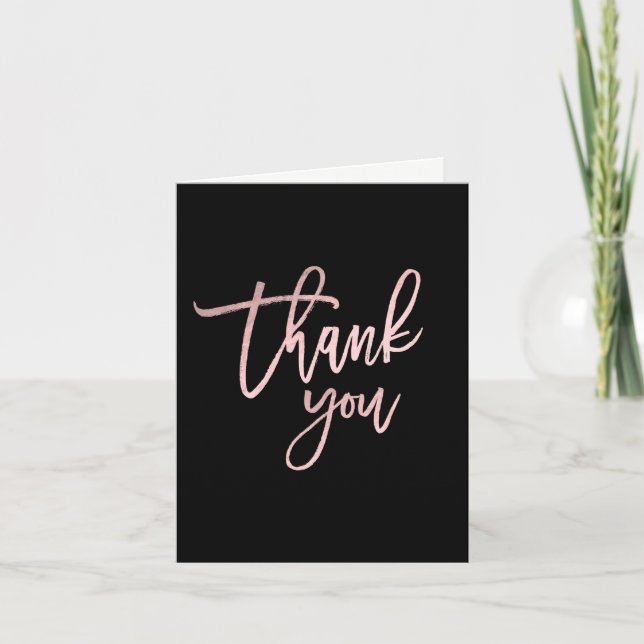 MERCI Rose Gold Rose Pailleté Moderne Écriture Élé (Devant)