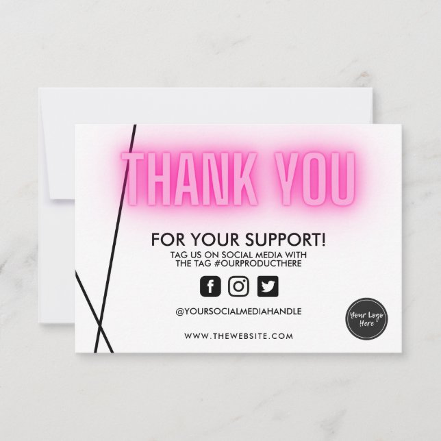 Merci rose néon tendance sur support personnalisé  (Devant)