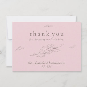 Merci rose pâle Feuilles tirés à la main élégant