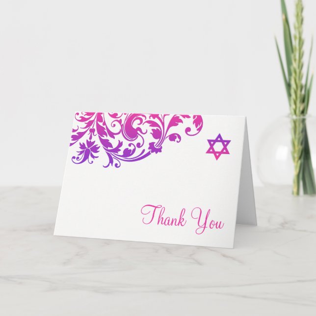 Merci rose pourpre élégant de bat mitzvah de (Devant)