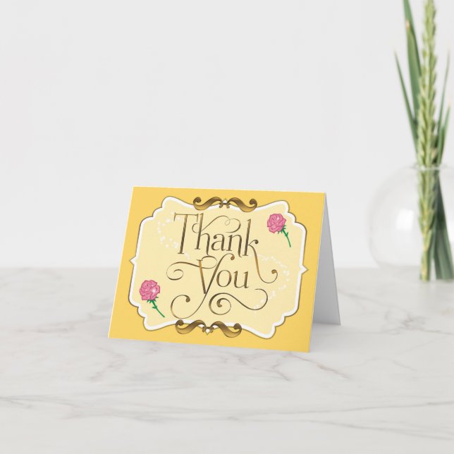 MERCI Rose Rose Be our Guest Set Carte Pliante (Devant)