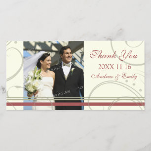 Merci rouge beige Cartes photos Mariage