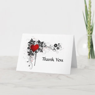 Merci rouge de coeur de remous floraux noirs