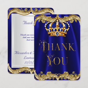 Merci Royal Blue Navy Mariage Couronne d'Or