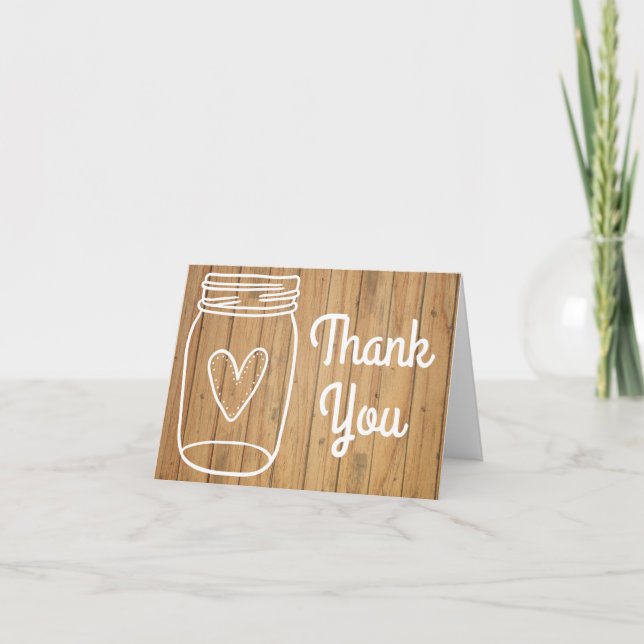 Merci russe Mason Jar Mariage Brown en bois (Devant)