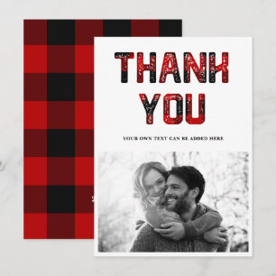 Merci Rustic Red Plaid Carte photo