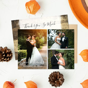 Merci Rustic Wood Mariage Photo Collage