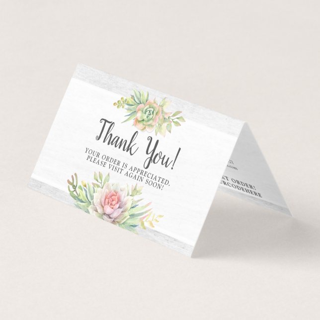 Merci Rustique Aquarelle Succulente Carte Désert (Front)