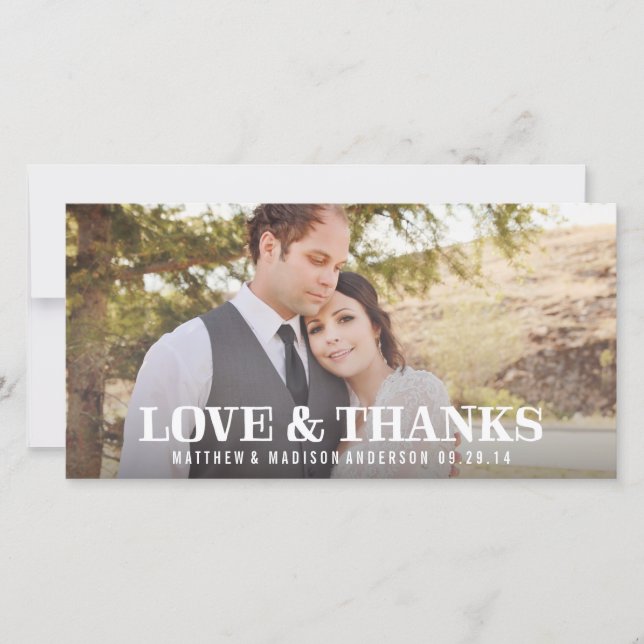 Merci rustique | Carte photo mariage Merci (Devant)