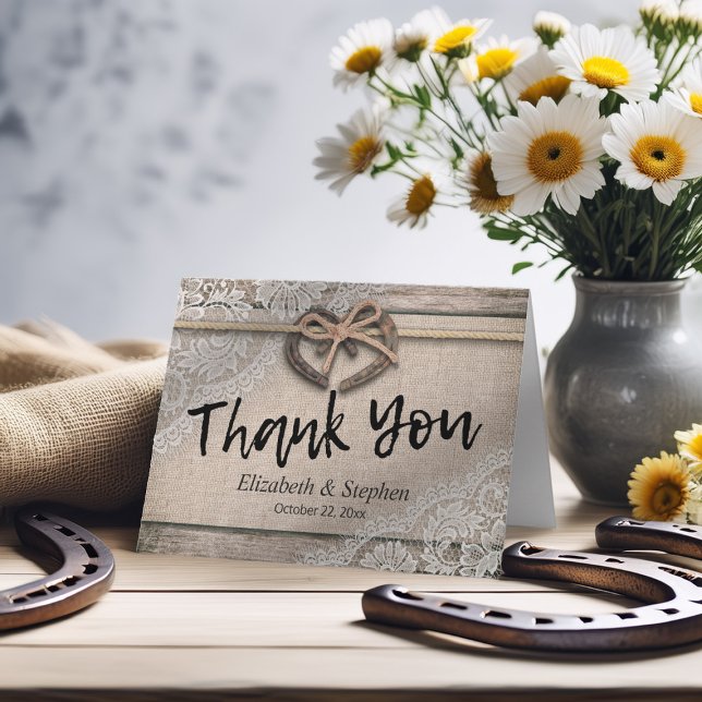 Merci rustique de mariage de dentelle de toile de (Créateur téléchargé)