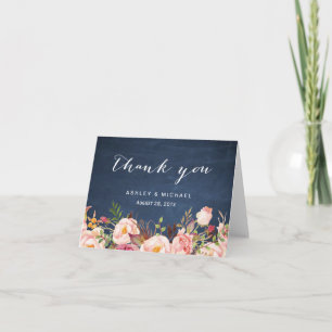 Merci Rustique Floral Bleu Chalkboard