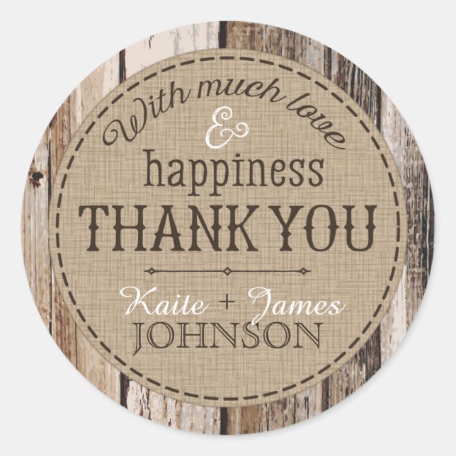 Merci rustique Mariage Étiquette (Devant)