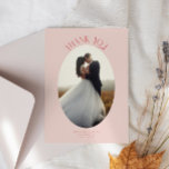 Merci rustique Ovale Frame rose Mariage Photo<br><div class="desc">Elégante et rustique carte de remerciements mariage avec un cadre rose ovale avec un texte qui dit "merci" en haut. Vous pouvez ajouter une 2ème image au dos avec votre message.</div>