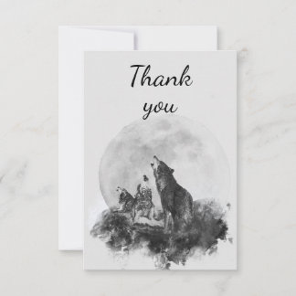 Merci s'amuse trois loups hurlant à la lune
