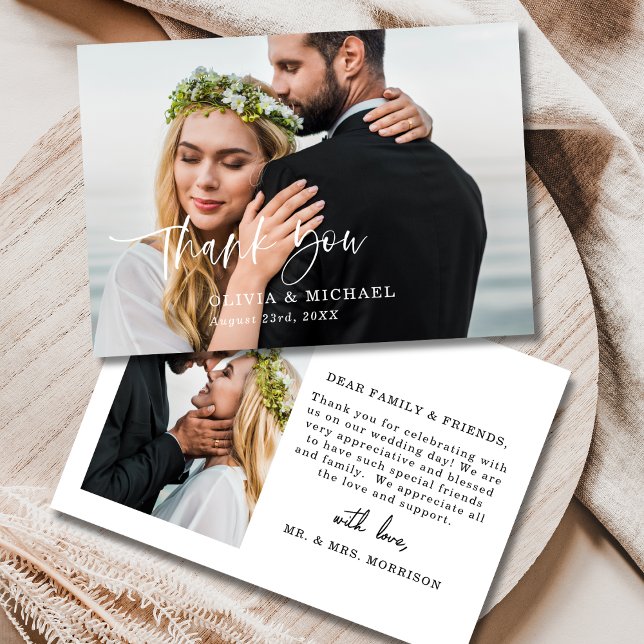 Merci Script Elegant Photo Mariage Card (Créateur téléchargé)